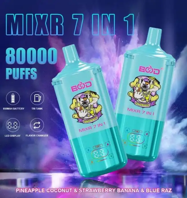 BOOD MIXR 80K Puffs 7-in-1 Flavors Rechargeable Vape - Image 5