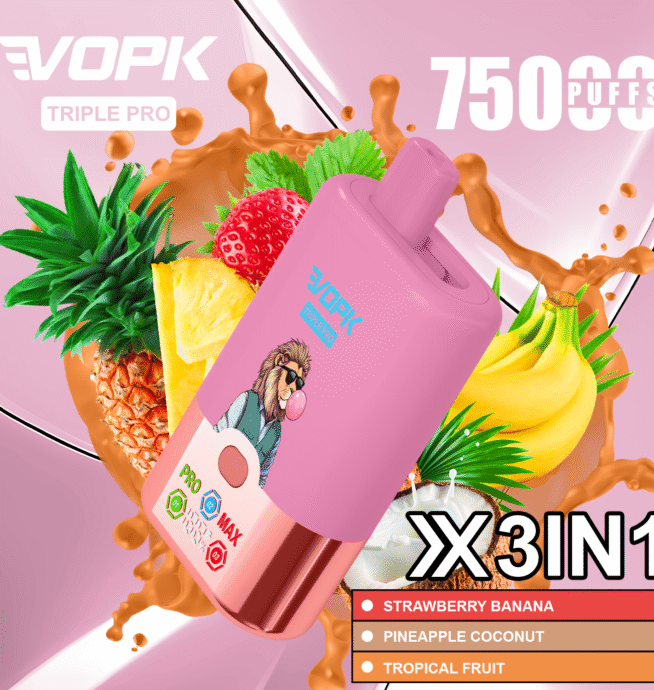 VOPK Triple Pro 75K Puffs 3-Tank Vape - Image 3