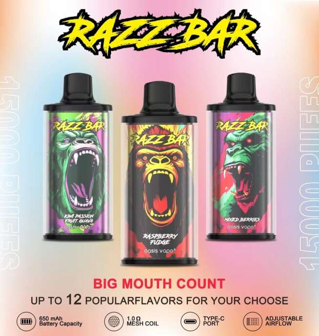 Razz bar 15000 Puffs 2%/5% Nicotine Vape - Image 6