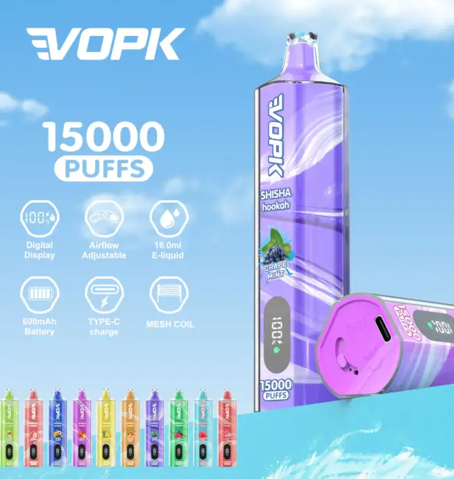VOPK Shisha Hookah 15000 Puffs Disposable Vape DTL